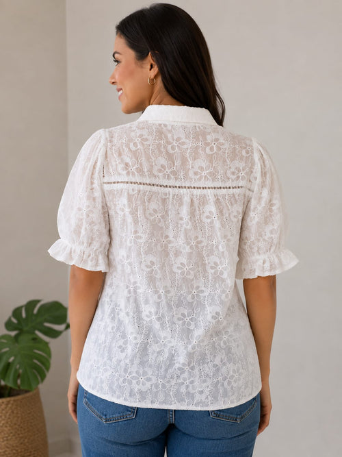 BLUSA BLANCA BORDADA 100%ALGODON
