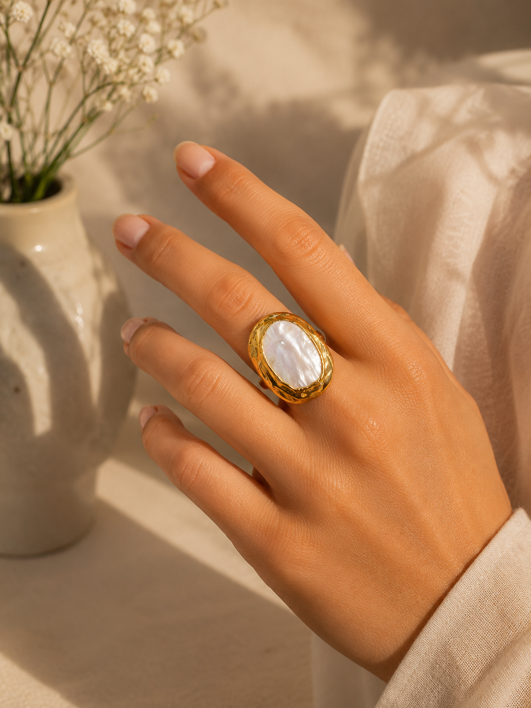 ANILLO PERLA DORADA