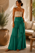 PANTALON PALAZZO VERDE ESPERALDA CON NUDO
