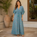 VESTIDO MAXI TURQUESA TROPICAL
