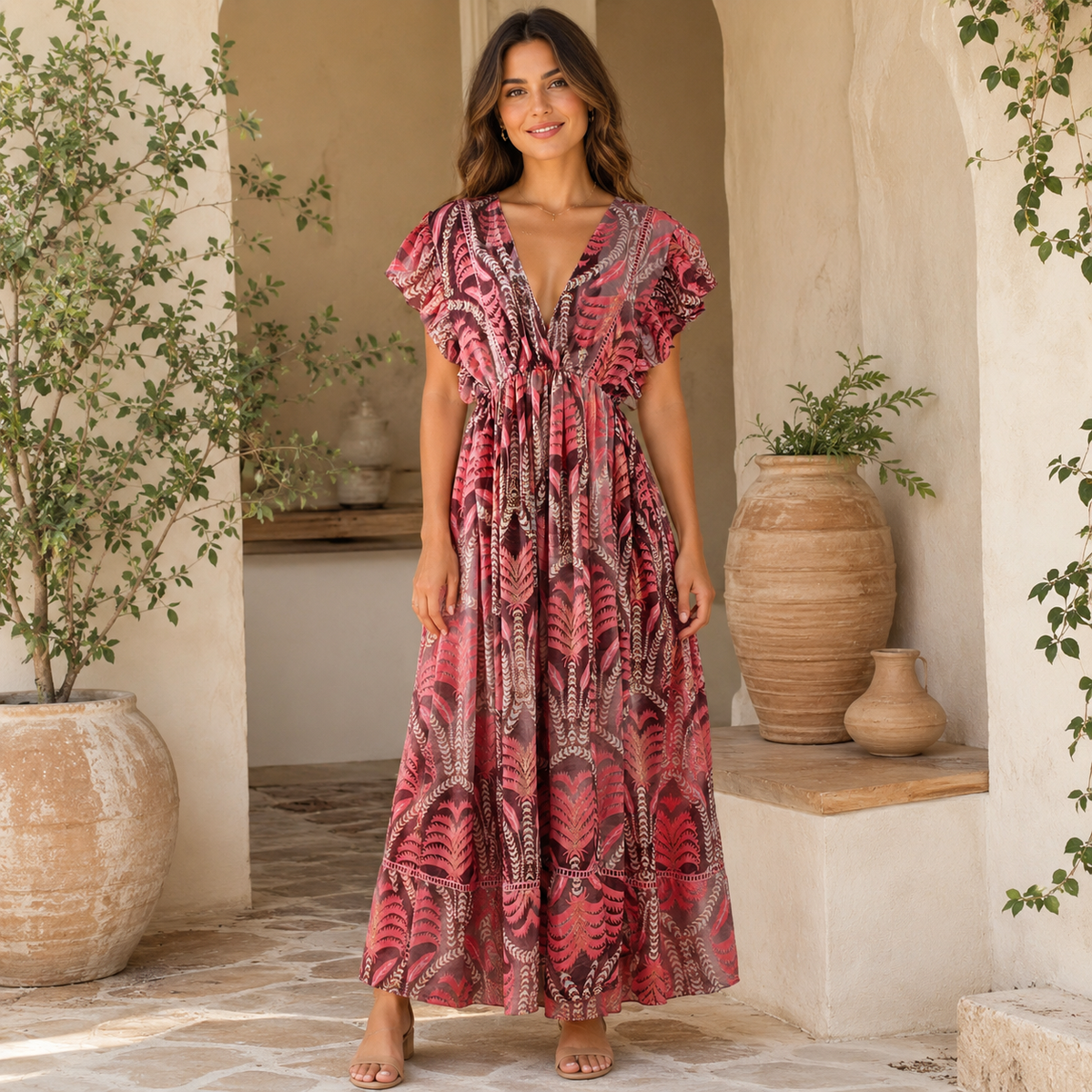 VESTIDO MAXI CORAL PALM