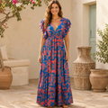 VESTIDO MAXI TROPICAL FUCHSIA