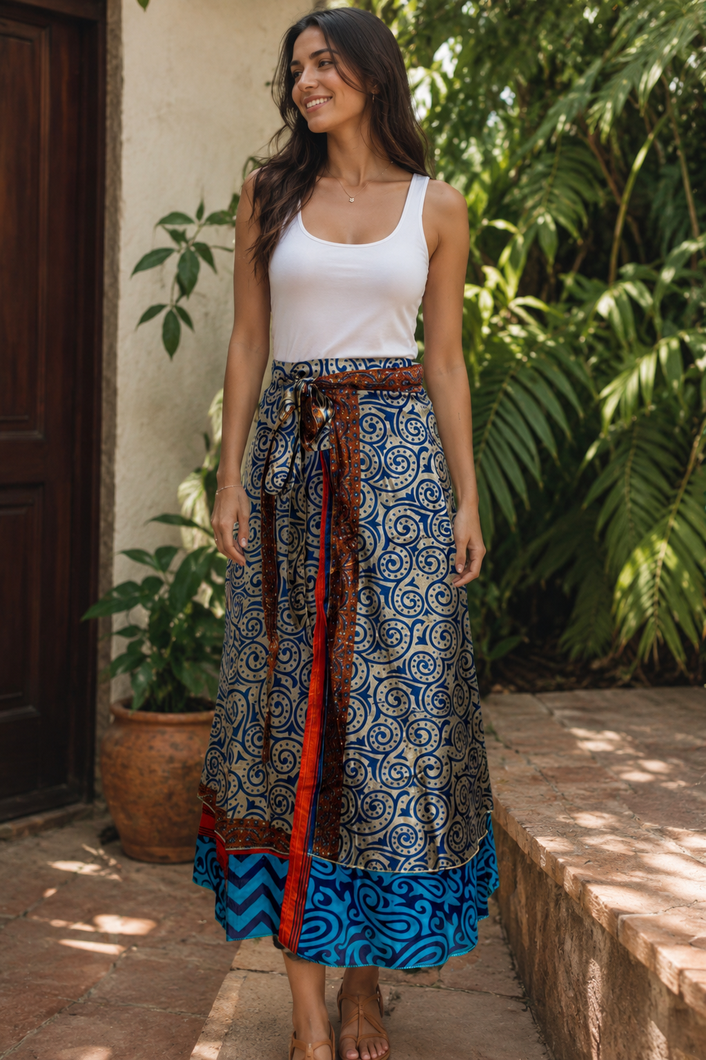 ENAGUA LARGA AZUL MANDALA TROPICAL
