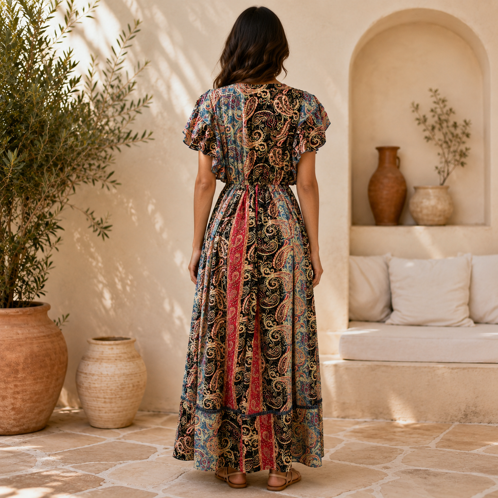 VESTIDO MAXI BOHO PAISLEY