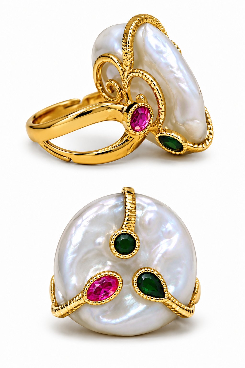 ANILLO DE CONCHA & BISELES COLORES