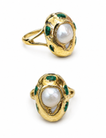 ANILLO PERLA & PIEDRA VERDE