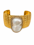 PULSERA ANCHA DORADO CON NACAR