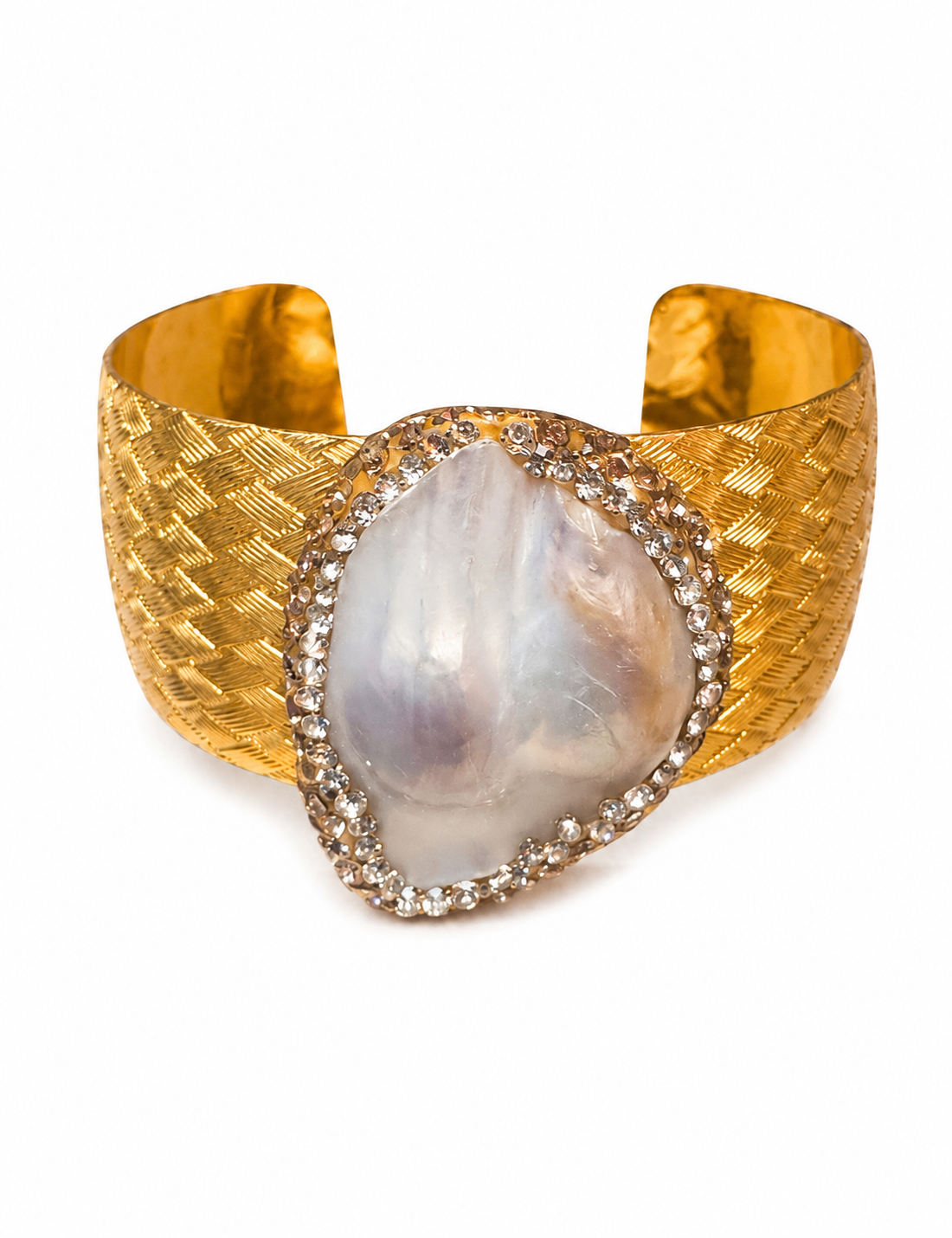 PULSERA ANCHA DORADA CON NACAR