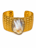 PULSERA ANCHA DORADA PERLA NACAR
