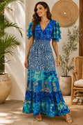 VESTIDO MAXI ESTAMPADO AZUL